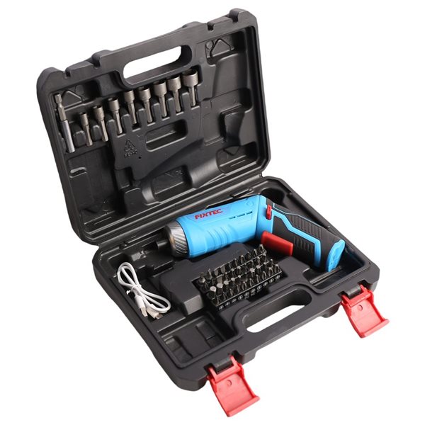 FIXTEC 4V Lithium-Ion Cordless 2-in-1 Pivoting Screwdriver, USB