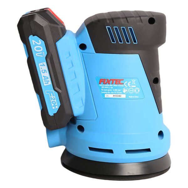 FIXTEC 20V Cordless Random Orbit Sander with (1) 1.5Ah Battery, 1Hr Charger
