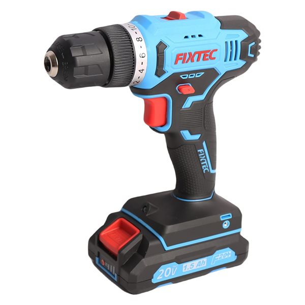 FIXTEC 20V Cordless Drill Kit with Battery, Charger & 221-Pieces Accys