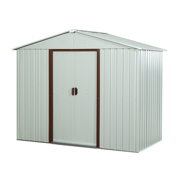 Mondawe 6 x 4-ft White Galvanized Steel Gable Roof Storage Shed