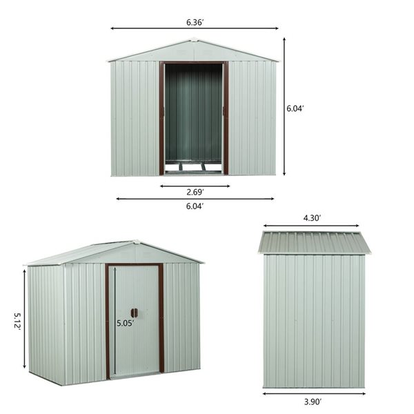 Mondawe 6 x 4-ft White Galvanized Steel Gable Roof Storage Shed