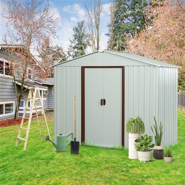 Mondawe 6 x 4-ft White Galvanized Steel Gable Roof Storage Shed