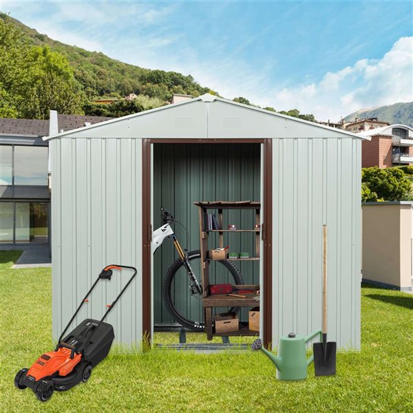 Mondawe 6 x 4-ft White Galvanized Steel Gable Roof Storage Shed