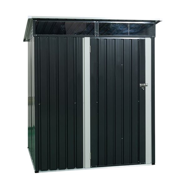 Mondawe 5 x 3-ft Black Galvanized Steel Lean-to Storage Shed