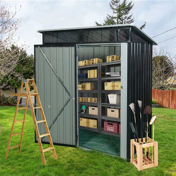 Mondawe 5 x 3-ft Black Galvanized Steel Lean-to Storage Shed