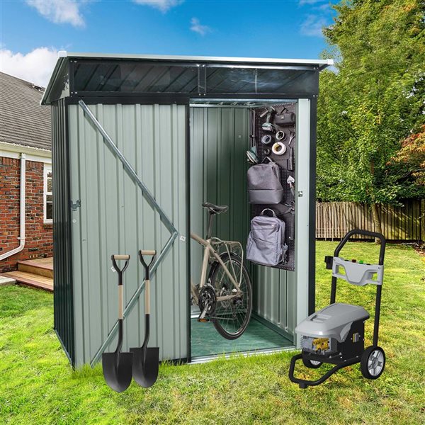 Mondawe 5 x 3-ft Black Galvanized Steel Lean-to Storage Shed