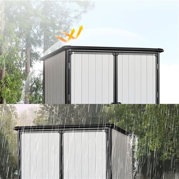 Mondawe 5 x 3-ft White Resin Lean-To Storage Shed w/ Black Trims