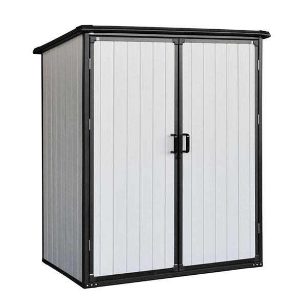 Mondawe 5 x 3-ft White Resin Lean-To Storage Shed w/ Black Trims