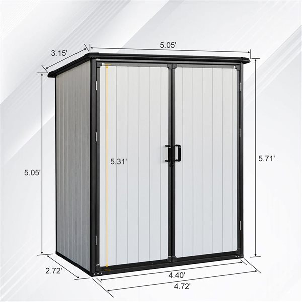 Mondawe 5 x 3-ft White Resin Lean-To Storage Shed w/ Black Trims
