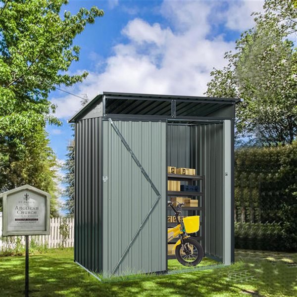 Mondawe 5 x 4-ft Grey Galvanized Steel Lean-to Storage Shed