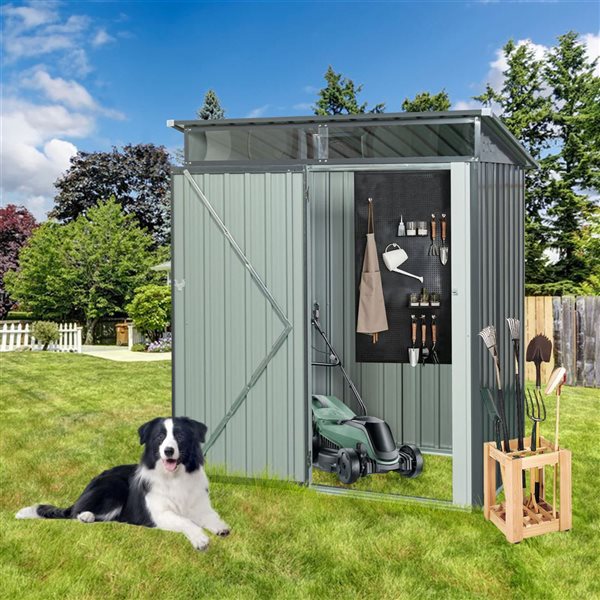 Mondawe 5 x 4-ft Grey Galvanized Steel Lean-to Storage Shed