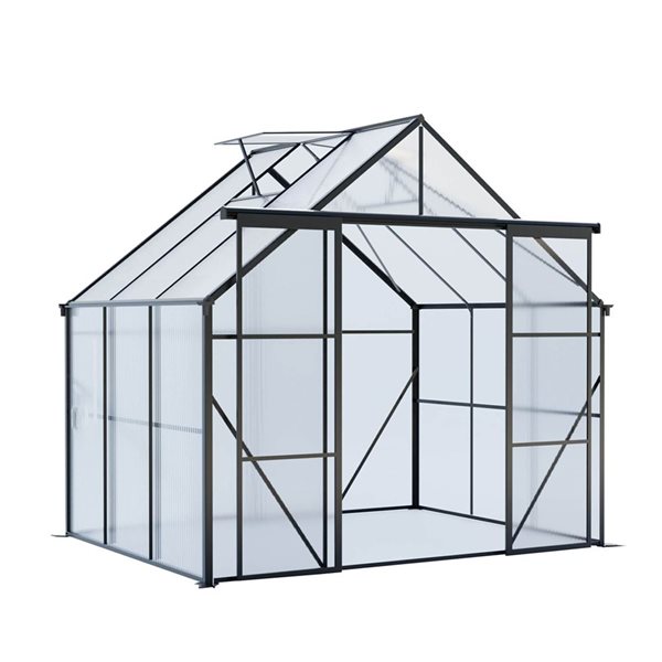 Mondawe 8 x 6-ft Black Aluminum Framed Greenhouse with Polycarbonate Panel