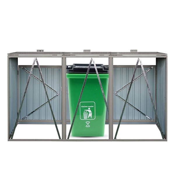 Mondawe 8 x 3-ft Grey Galvanized Steel Lean-to Storage Bin Shed