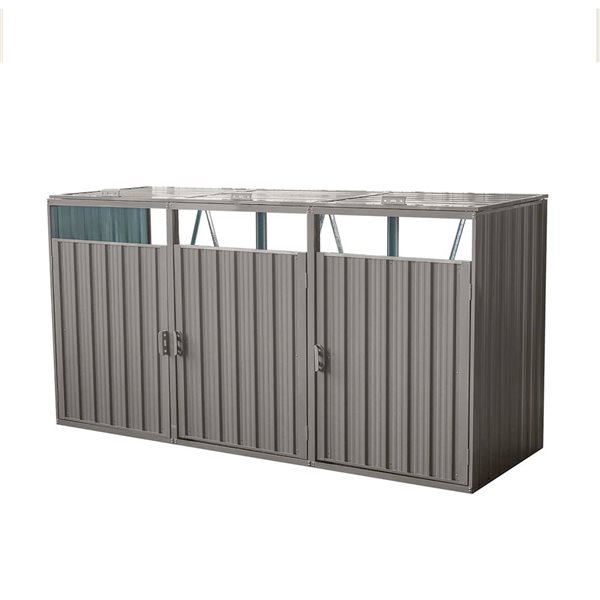 Mondawe 8 x 3-ft Grey Galvanized Steel Lean-to Storage Bin Shed