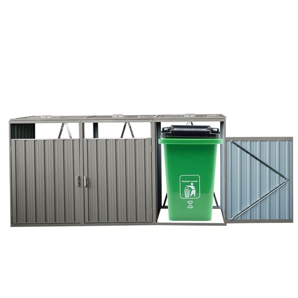 Mondawe 8 x 3-ft Grey Galvanized Steel Lean-to Storage Bin Shed