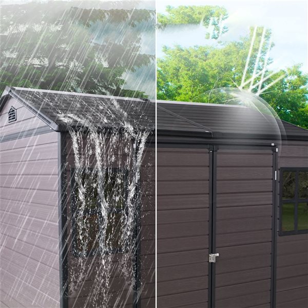 Mondawe 8 x 6-ft Brown Resin Storage Shed w/ 2 Windows