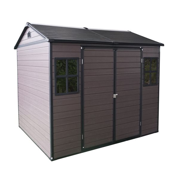 Mondawe 8 x 6-ft Brown Resin Storage Shed w/ 2 Windows