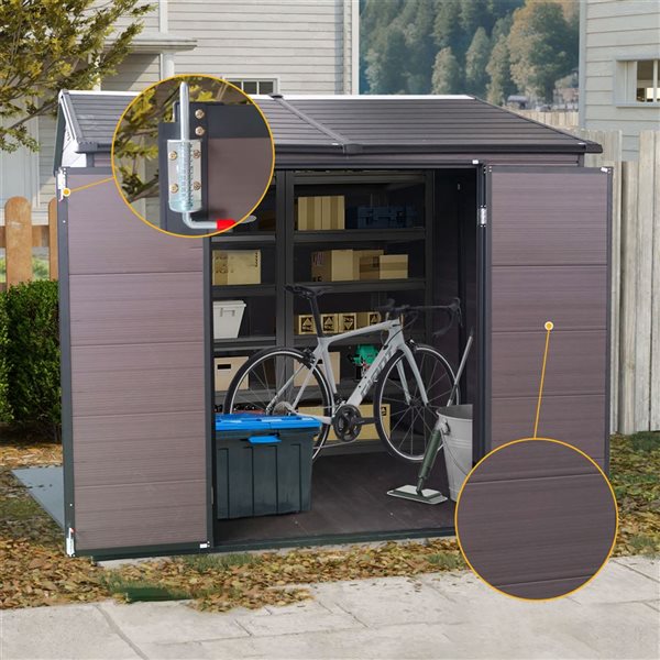 Mondawe 8 x 6-ft Brown Resin Storage Shed w/ 2 Windows