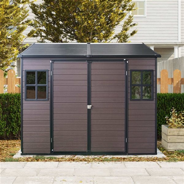 Mondawe 8 x 6-ft Brown Resin Storage Shed w/ 2 Windows