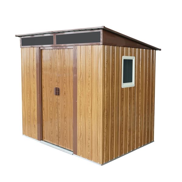 Mondawe 6 x 5-ft Brown Galvanized Steel Woodgrain-Look Lean-to Storage Shed with Window