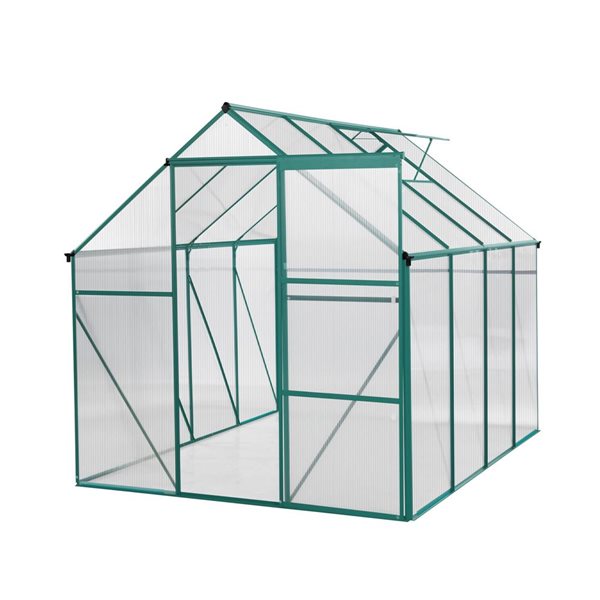 Mondawe 6 x 8-ft Green Aluminum Framed Greenhouse with Polycarbonate Panel