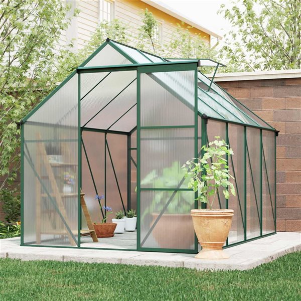 Mondawe 6 x 8-ft Green Aluminum Framed Greenhouse with Polycarbonate Panel