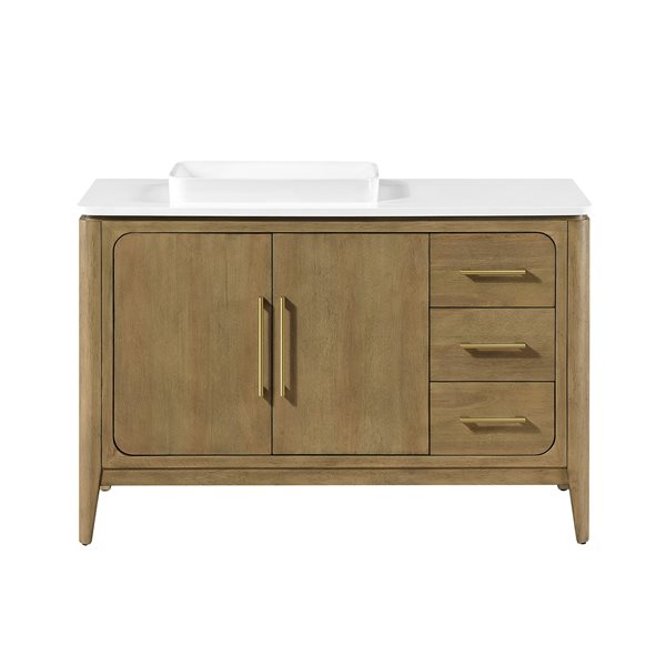 OVE Decors Heidi 48-in Single Sink Light Brown Oak Bathroom Vanity with White Quartz Top