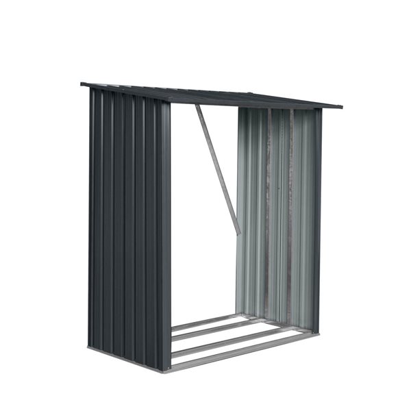 Mondawe 3 x 5-ft Black Galvanized Steel Storage Lean-to Storage Shed for Firewood