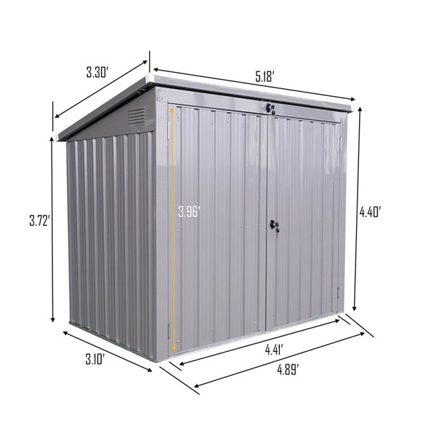 Mondawe 5 x 4-ft Grey Galvanized Steel Storage Lean-to Bin Shed