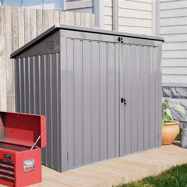 Mondawe 5 x 4-ft Grey Galvanized Steel Storage Lean-to Bin Shed