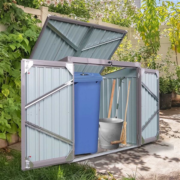 Mondawe 5 x 4-ft Grey Galvanized Steel Storage Lean-to Bin Shed