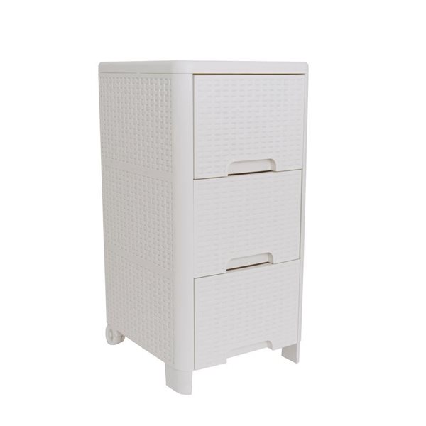 Modern Homes Rattan Style 3-Drawer Unit - White