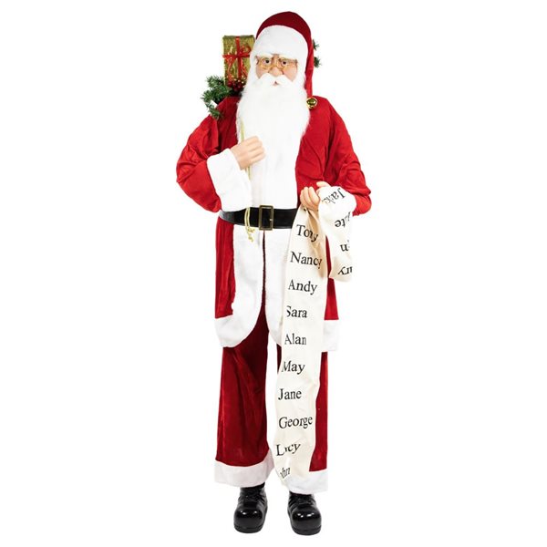 Northlight 72-in Red and White Santa Claus with Naughty or Nice List Christmas Figure