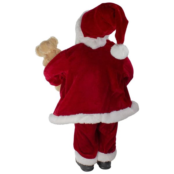 Northlight 18-in Standing Santa with a Plush Brown Bear Christmas Figure Decoration - Red/White