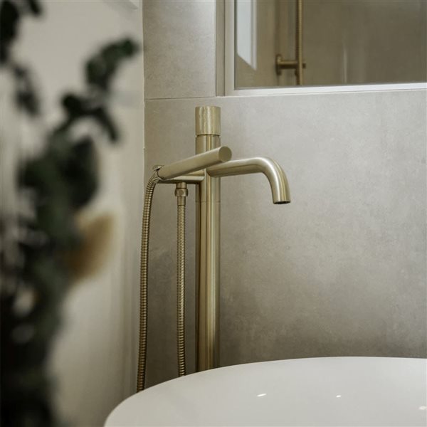 Agua Canada Sally Gold Single-Handle Freestanding Faucet with Hand Shower