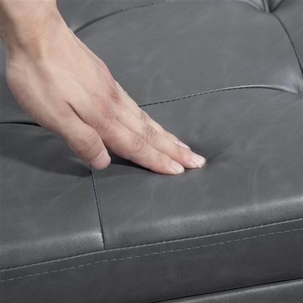 HOMCOM 2 In 1 Grey Lift-Top Storage Ottoman Bench