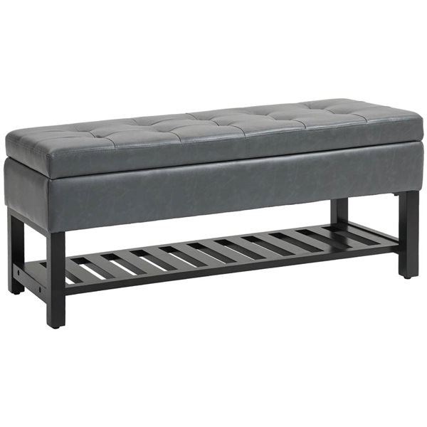 HOMCOM 2 In 1 Grey Lift-Top Storage Ottoman Bench