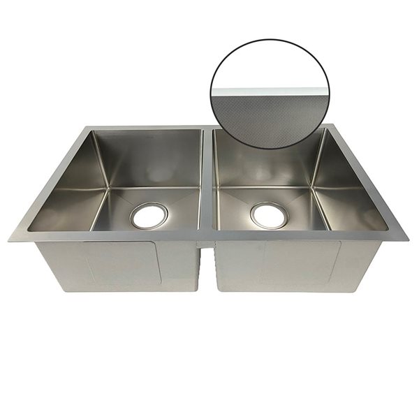 Unique Home Supplies Textured Finish 32-in 16 Gauge Undermount Kitchen Sink - Double - Bowl Stainless Steel
