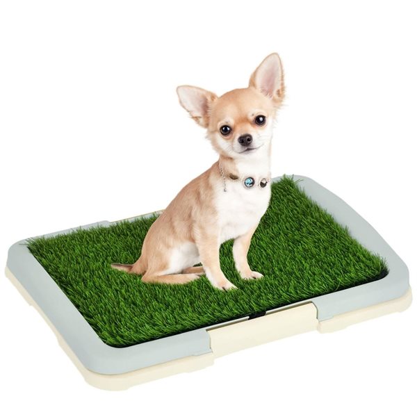 Pawhut Artificial Grass Dog Potty Training Pee Pad with 15 x 10-in Tray