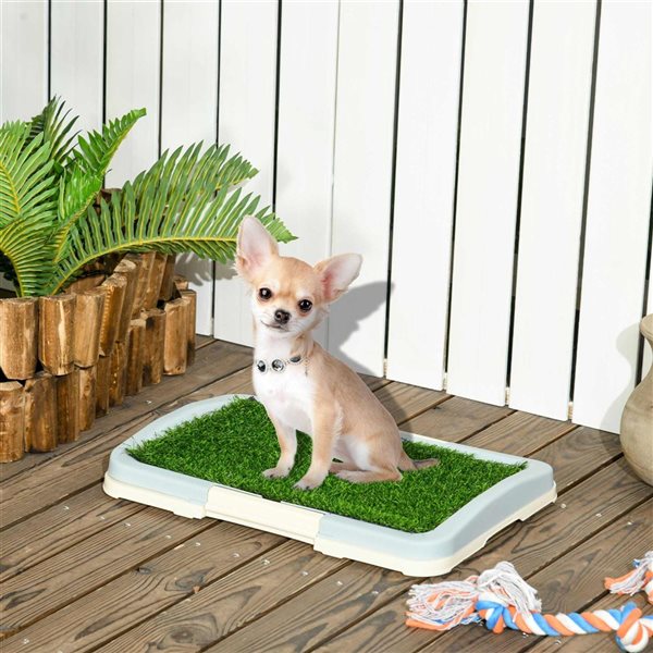 Pawhut Artificial Grass Dog Potty Training Pee Pad with 15 x 10-in Tray