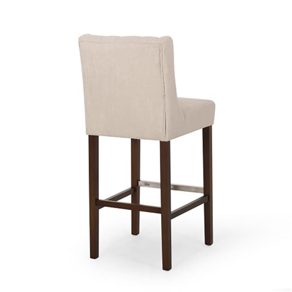 Clihome 30.5-in H Metal Frame Bar Stool with Back - Off-White Fabric Square Seat