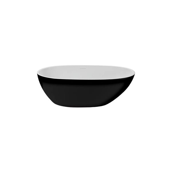 Agua Canada Bayo 66 x 29.5-in Black Acrylic Oval Freestanding Bathtub