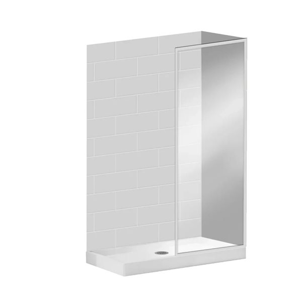 Agua Canada Alberto 36 x 79-in Polished Chrome Fixed Clear Glass Shower Panel