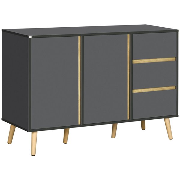 HOMCOM 47.2 W x 31.5-in H Dark Grey Modern Sideboard w/ Doors and Drawers