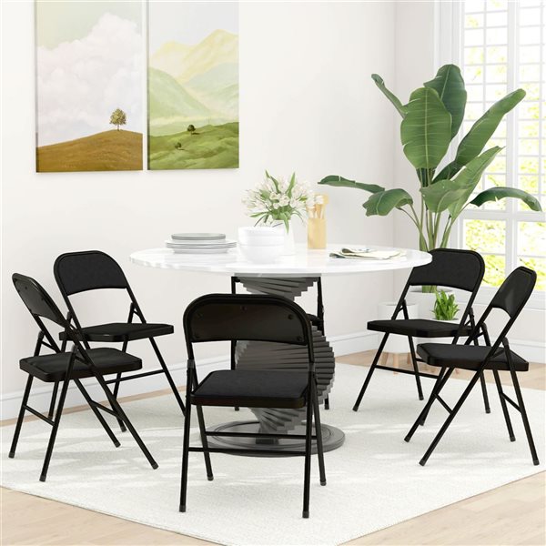 Chaise Soucoupe Pliante Avec Coussin - Design Moderne, Cadre Métal, Silencieuse, Pour Intérieur/extérieur (noir)