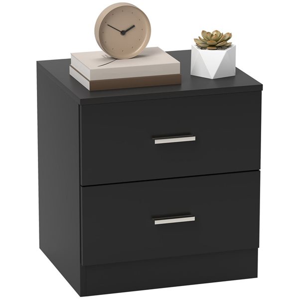 HOMCOM 15.6 W x 17.7 D x 19.3-in H Black Composite 2-Drawer Modern Nightstand
