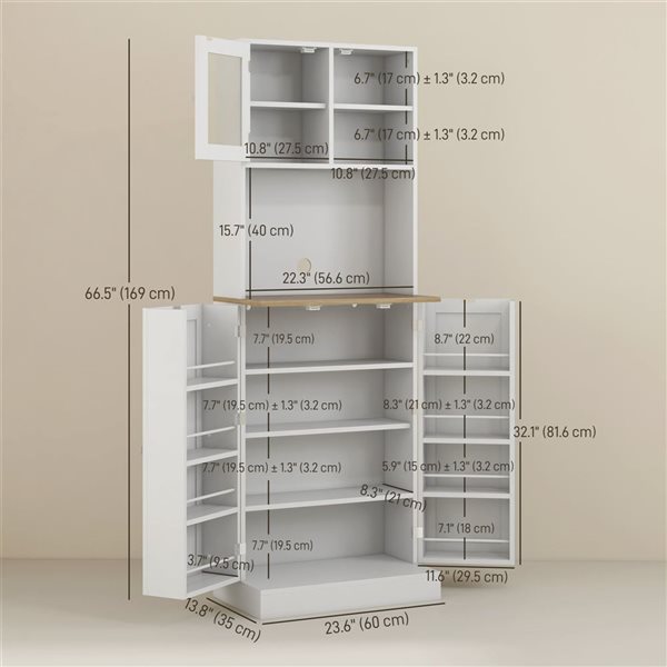 Colonne de cuisine l.60 x H.211,20 x P.56 cm Blanc
