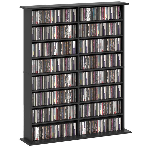 HOMCOM 41.9 W x 49.7-in H Black Particleboard 8-Tier DVD/CD