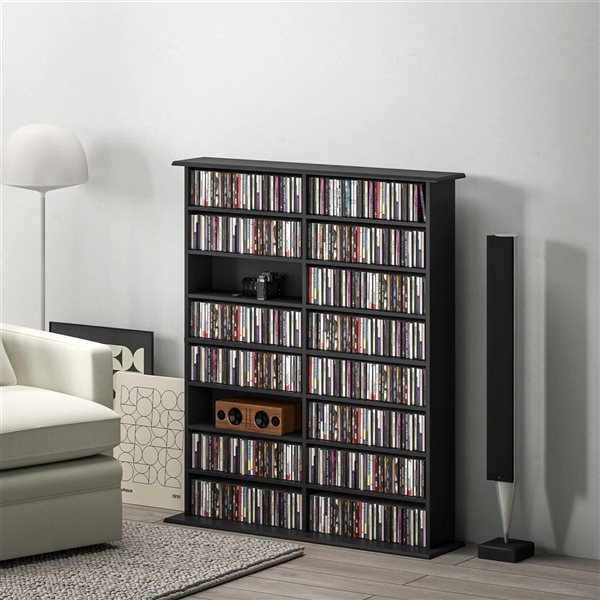 HOMCOM 41.9 W x 49.7-in H Black Particleboard 8-Tier DVD/CD