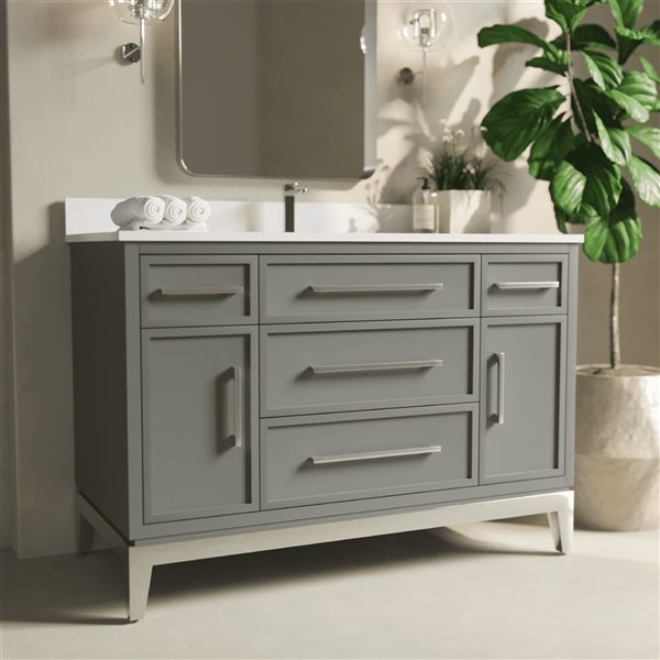 Urban Woodcraft Barrington 48-in Sink Bathroom Vanity - Grey